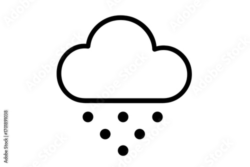 Snow cloud outline icon. Weather forecast symbol. Vector for web design, apps. Winter precipitation, sleet, hail sign. Meteorology graphic. Minimalist linear illustration.