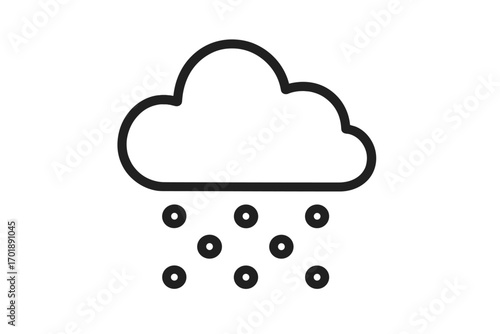 Snow cloud outline icon. Weather forecast symbol. Simple linear graphic for web design, app. Vector illustration of snowfall, winter, cold, blizzard, hail, climate.