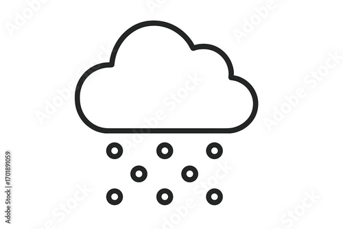 Snow cloud weather icon. Simple outline linear symbol for forecast app or web design. Vector graphic of snowfall, hail or sleet. Winter season cartoon illustration.