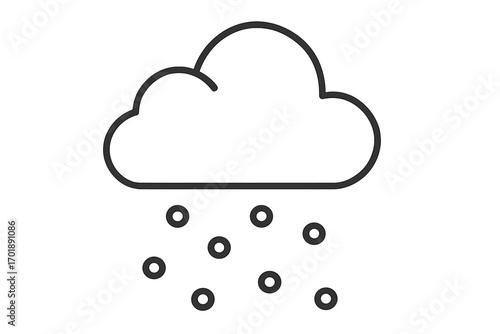 Snow cloud outline icon. Weather forecast symbol. Simple linear vector illustration for web design, apps. Winter snowfall, cold climate pictogram. Minimalist graphic sign.