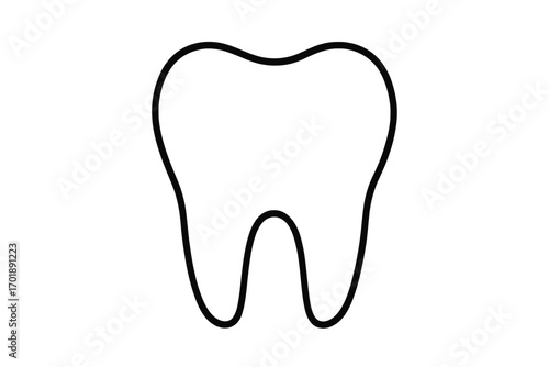 Tooth outline icon. Simple dental line art symbol. Dentist stomatology logotype concept. Clean vector illustration for dentistry clinic, oral hygiene, health care. Molar graphic.