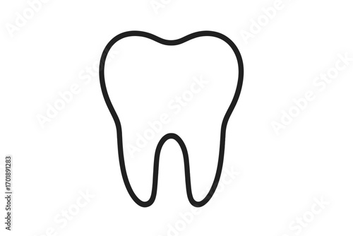 Tooth outline icon. Dental care symbol. Vector graphic for dentist logo, stomatology clinic, or oral hygiene concept. Healthcare and medical line art illustration. Molar sign.