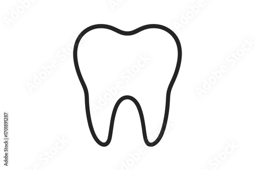 Tooth outline icon for dental care. Simple vector line art illustration for dentist logo, web design, apps. Medical health symbol. Clean minimalist drawing isolated.