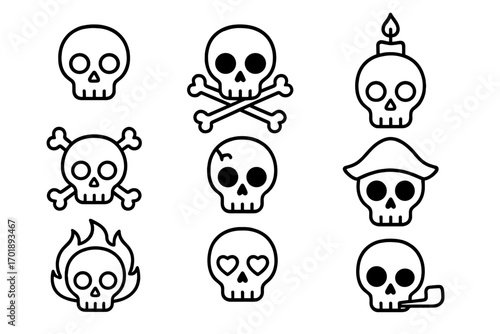Shield and insurance icon set, thin line outline symbols for graphic design, web apps, advertisements, various card designs, vector cartoon illustration, transparent background