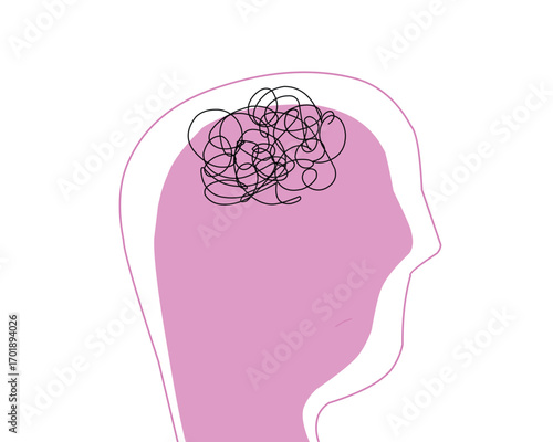 human silhouette art with complex thoughts.eps