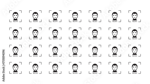 Multiple images of a serious mans face ideal for security or identity verification systems