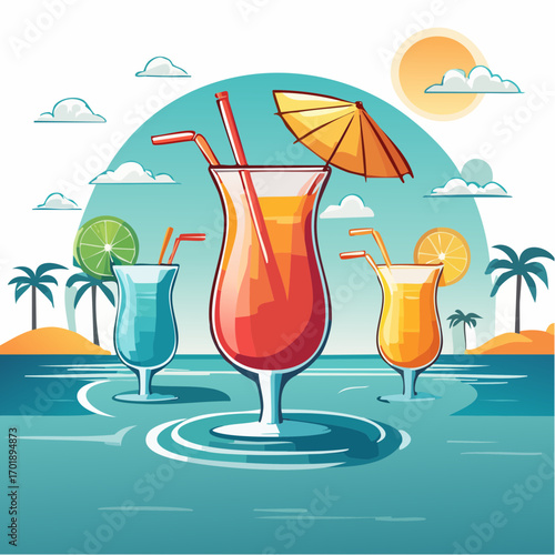 Tropical Cocktails on a Sunny Beach