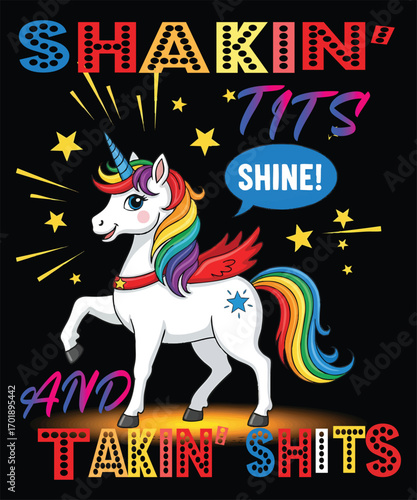 
Description and Keywords

A playful, colorful graphic with a unicorn, stars, and bold text. The design features a magical, whimsical theme with a rebellious, humorous twist.