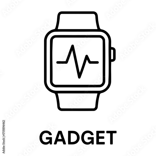 Illustration of a smart watch with a heart rate monitor displayed on the screen design