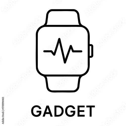 Illustration of a smartwatch with a heartbeat line displayed on the screen device face