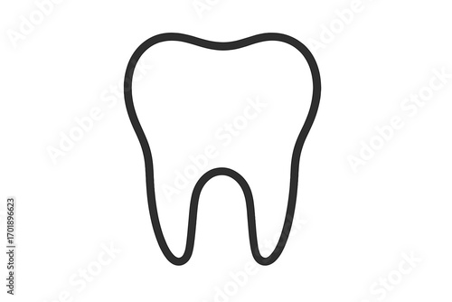 Tooth outline vector icon. Simple molar line art symbol for dentistry, dental care, and stomatology. Dentist logo, medical app, or oral hygiene concept illustration. Clean graphic.