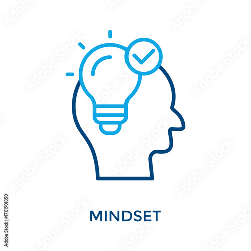 Mindset Icon Outline Color Style. Vector Illustration For Graphic Design