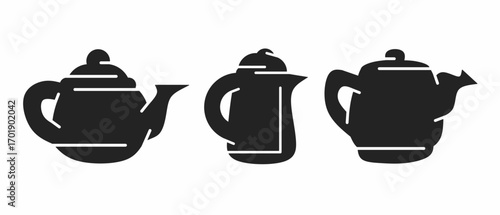 Teapot, water. Black illustration of teapot icon. Stock vector icon design.