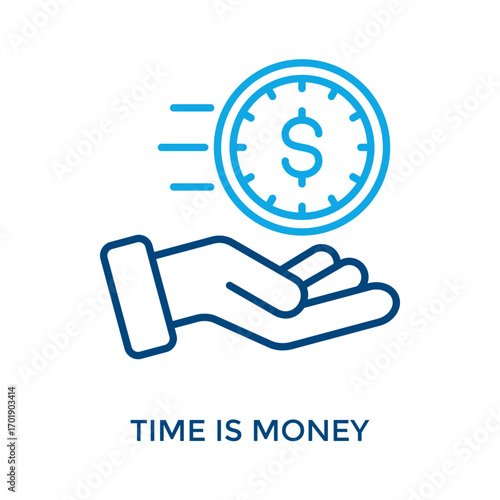 Time Is Money Icon Outline Color Style. Vector Illustration For Graphic Design