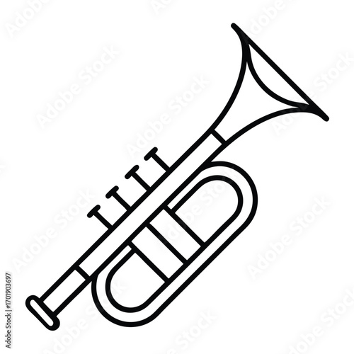 Minimal line art trumpet icon for music and performance