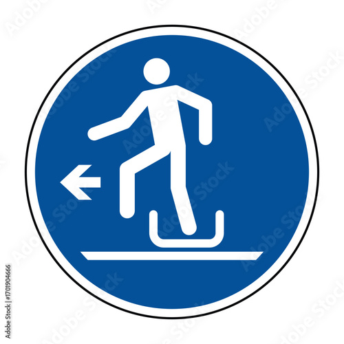 Alighting from Toboggan to the Left Safety Sign – Directional Movement Symbol for Recreational Zones, Sled Exit Guidance, Public Safety, Civic Signage – High-Quality Vectorial Image