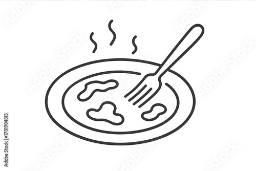 Plate wash icon isolated sign for web sites, books, cards, apps, vector cartoon illustration, transparent background, clean dish and fork, kitchen hygiene concept
