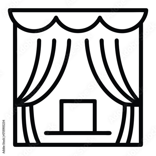 Simple outline of a theater curtain icon for stage productions and events