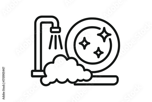 Stack of plates outline symbol for graphic design, web design, apps, adverts, and various cards. Vector illustration with transparent background, clean dishes, ordered set concept.