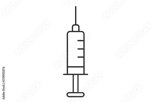 Minimalistic thin syringe icon vector, medical injection symbol, healthcare needle illustration for web, apps, banners, social media and graphic design elements