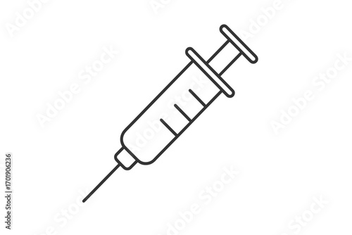 Thin line syringe icon set for medical, healthcare, vaccination, injection, needle, immunization, vaccine, drug administration, transparent background, vector illustration