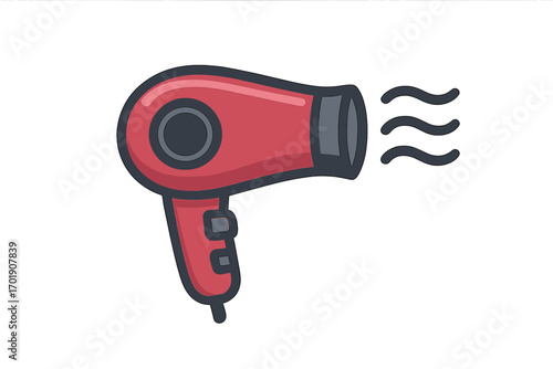 Hair dryer icon vector illustration. Hair styling tool concept. Beauty salon and barbershop equipment symbol. Haircare and hairdressing appliance for drying hair. Flat cartoon design.