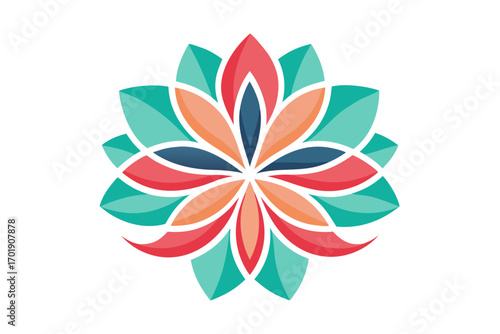 Curved petal like strokes forming abstract floral element  