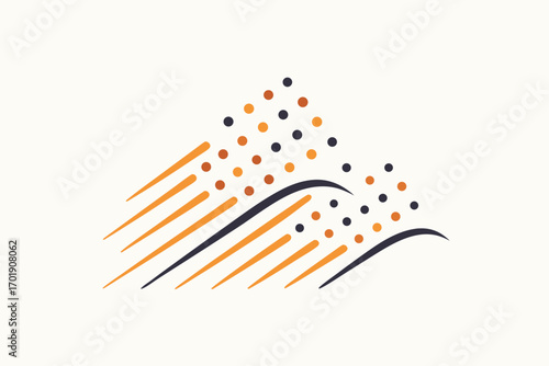 Dotted airflow rising diagonal lines creative dot motion  