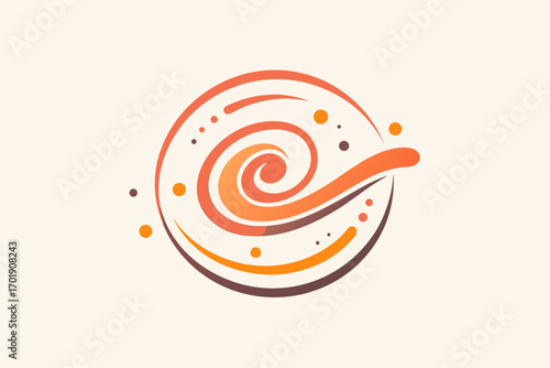 Floating curved line swirl dotted trail orbital effect