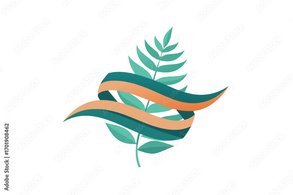 Obraz premium Layered fern fronds ribbon flowing natural elegant design