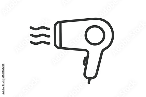 Hair dryer line icon. Simple blow dryer symbol for beauty salon or barbershop. Hair care and styling equipment pictogram. Hot air flow vector illustration. Minimal design element.