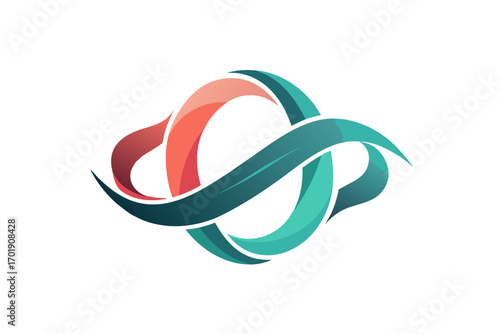 Flowing ribbon loop abstract petal like organic shape