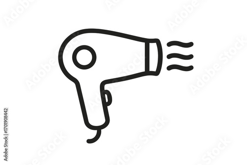 Hair dryer line icon vector. Blow dryer symbol for hairdressing salon or barbershop. Hair styling and beauty care concept. Minimalist outline pictogram for web and app design.