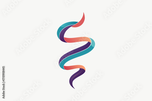 Ribbon flowing spiral forming climbing abstract organic shape