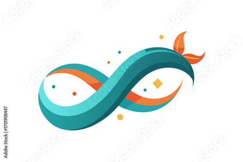 Fluid ribbon curves tiny glowing dots elegant pattern