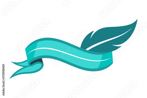 Flowing ribbon arc feather like organic decorative edges