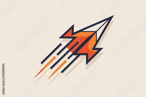 Flying abstract arrowhead strokes rising minimal design