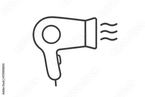 Hair dryer line icon. Simple vector illustration of a blow dryer. Hairdressing and beauty salon symbol. Appliance for hair styling and care. Minimalist pictogram for web, app.