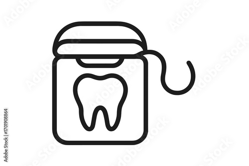 Dental floss line icon for oral hygiene and tooth care. Dental health vector symbol. Dentistry and stomatology concept. Healthy teeth and fresh breath. Flossing pictogram.