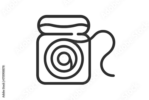 Dental floss line icon. Oral hygiene, teeth cleaning concept. Vector for dentistry, healthcare graphics. Symbol of flossing, tooth care, fresh breath, healthy gums, interdental.