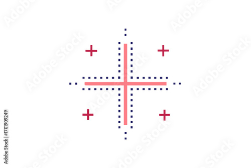Minimal cross dot element two thin straight line