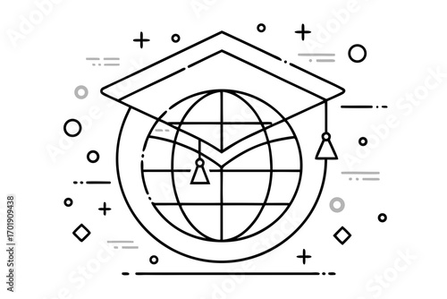 Notebook doodle precision a globe in thin geometric