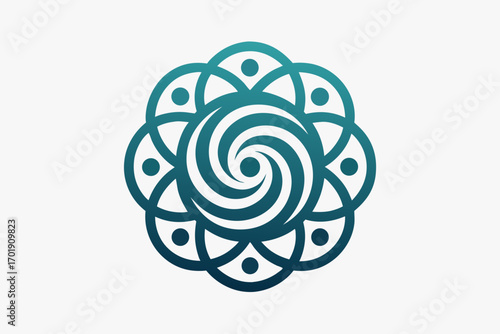 Premium mandala spiral with overlapping curved arcs pattern