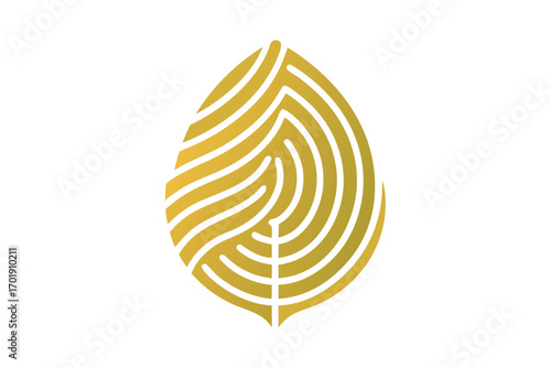 Solid vector biometric fingerprint leaf icon security symbol