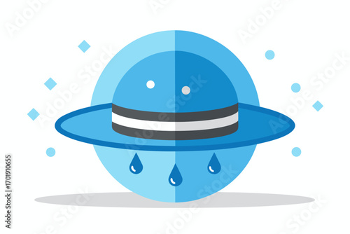 Rain Hat Vector Icon Round Hat Wide Brim Illustration