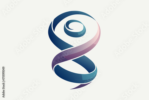 Spiral ribbon swirl element expanding upward abstract design