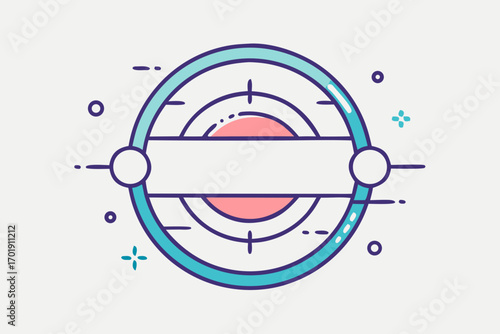 Circular line accent orbiting gracefully around central text element