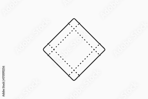 Tilted square loop in thin outlined rotated square design