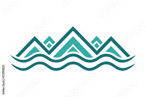 Zig zag wave line element angular flowing wave