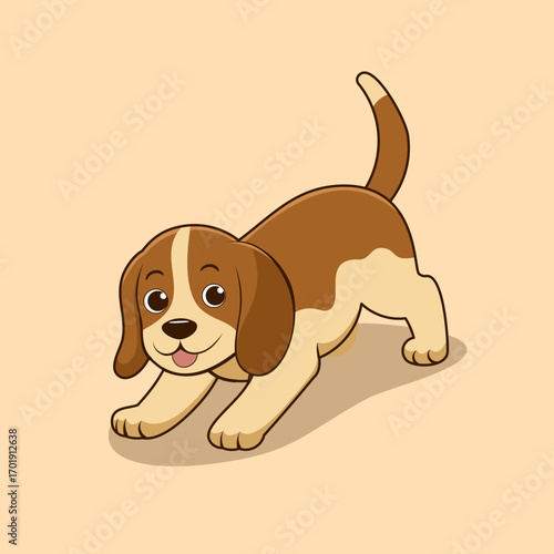 A fun and happy cartoon beagle puppy is a cute friend
